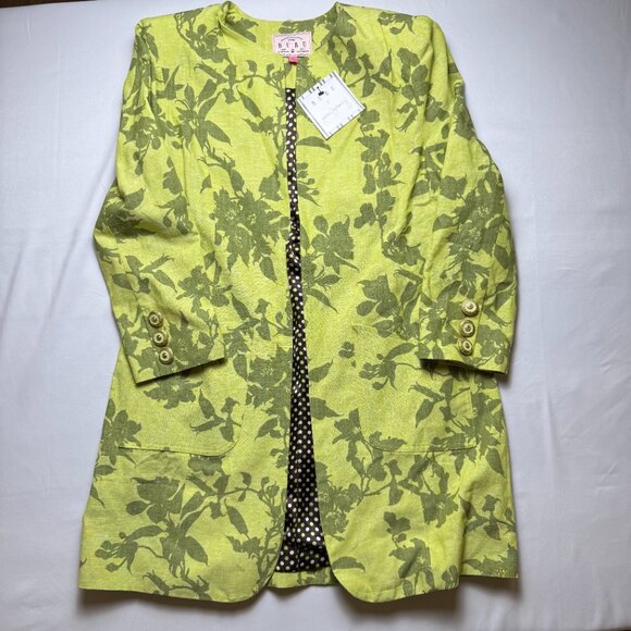 BURU x Jaimie Dewberry | Size M | Green Linen Floral Walking Coat | NWT ($398) - Picture 1 of 12